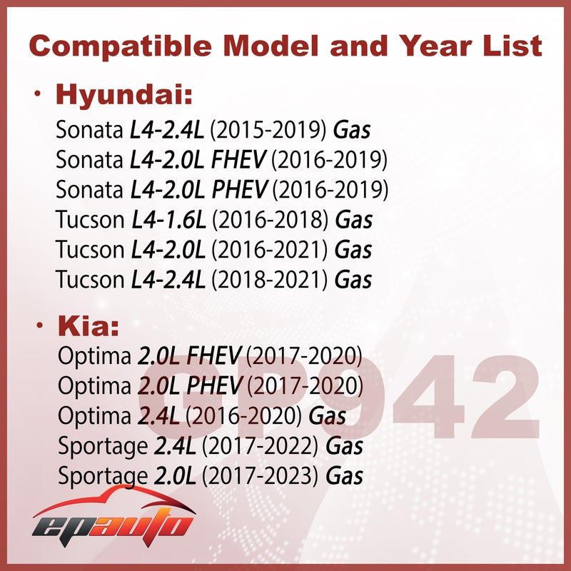 EPAuto فلتر هواء المحرك EPAuto GP942 (CA11942) بديل لهيونداي سوناتا 2.0L هايبرد (2016-2019)، سوناتا 2.4L بنزين (2015-2019)، كيا أوبتيما 2.0L هايبرد (2017-2020)، 2.4L بنزين (2016-2020)، سبورتاج بنزين (2017-2022) - Image 2
